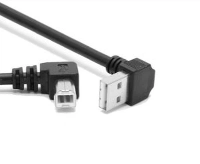 USB2 à angle haut.0 Câble USB B 4 broches mâle vers angle gauche pour scanners et imprimantes